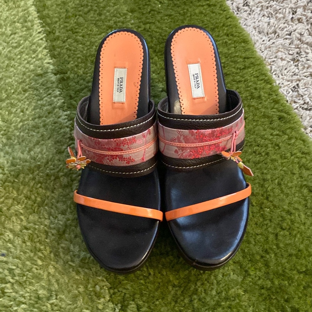 NIB Prada Wedge Heel Sandals
